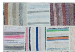 Teselya 22525 Patchwork Striped Wool Handmade Area Rug 5'3" x 7'7"