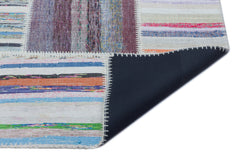 Teselya 22526 Patchwork Striped Wool Handmade Area Rug 5'3" x 7'4"