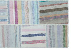 Teselya 22526 Patchwork Striped Wool Handmade Area Rug 5'3" x 7'4"