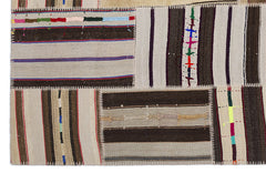 Teselya 2252 Patchwork Striped Wool Handmade Area Rug 5'3" x 7'7"