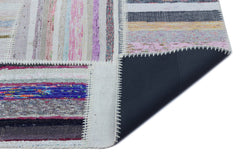 Teselya 22530 Patchwork Striped Wool Handmade Area Rug 5'3" x 7'7"