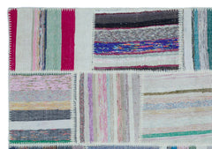Teselya 22530 Patchwork Striped Wool Handmade Area Rug 5'3" x 7'7"