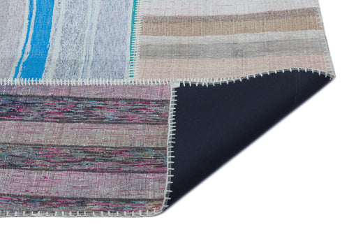 Teselya 22531 Patchwork Striped Wool Handmade Area Rug 5'3" x 7'7"