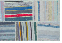 Teselya 22531 Patchwork Striped Wool Handmade Area Rug 5'3" x 7'7"