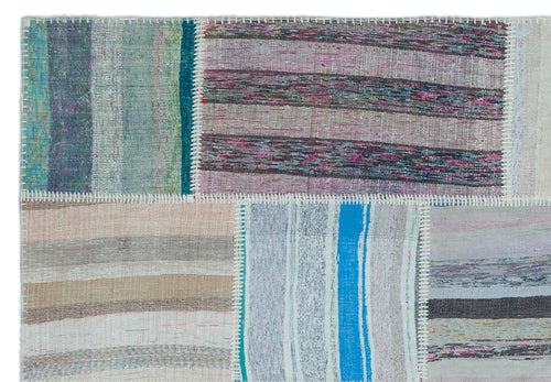 Teselya 22531 Patchwork Striped Wool Handmade Area Rug 5'3" x 7'7"