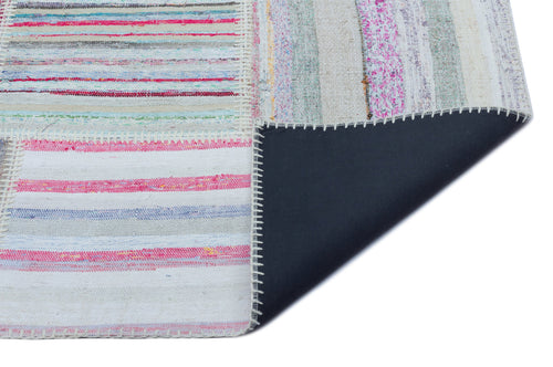 Teselya 22532 Patchwork Striped Wool Handmade Area Rug 5'3" x 7'7"