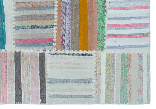 Teselya 22532 Patchwork Striped Wool Handmade Area Rug 5'3" x 7'7"