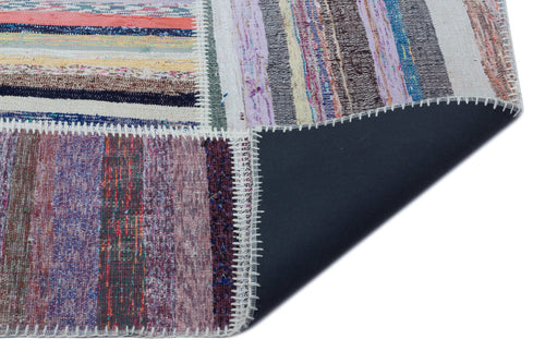 Teselya 22534 Patchwork Striped Wool Handmade Area Rug 5'3" x 7'4"