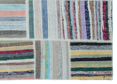 Teselya 22534 Patchwork Striped Wool Handmade Area Rug 5'3" x 7'4"
