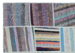 Teselya 22534 Patchwork Striped Wool Handmade Area Rug 5'3" x 7'4"