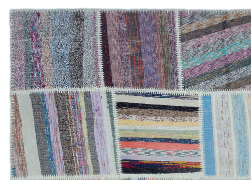 Teselya 22534 Patchwork Striped Wool Handmade Area Rug 5'3" x 7'4"