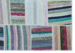 Teselya 22535 Patchwork Striped Wool Handmade Area Rug 5'3" x 7'4"