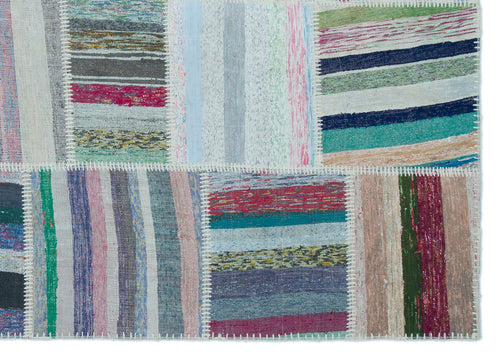Teselya 22535 Patchwork Striped Wool Handmade Area Rug 5'3" x 7'4"