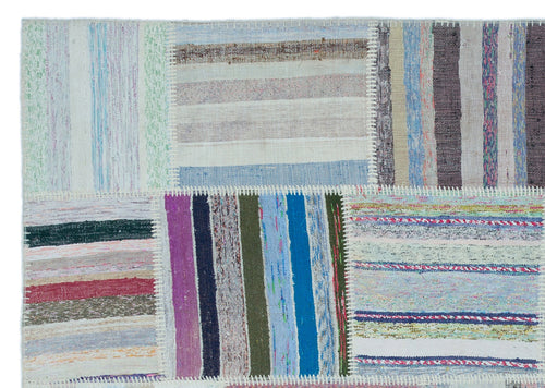 Teselya 22535 Patchwork Striped Wool Handmade Area Rug 5'3" x 7'4"
