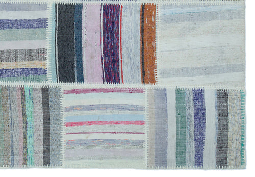 Teselya 22536 Patchwork Striped Wool Handmade Area Rug 5'3" x 7'7"