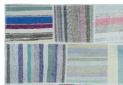 Teselya 22536 Patchwork Striped Wool Handmade Area Rug 5'3" x 7'7"