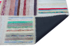 Teselya 22538 Patchwork Striped Wool Handmade Area Rug 5'3" x 7'7"