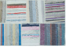Teselya 22538 Patchwork Striped Wool Handmade Area Rug 5'3" x 7'7"