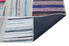 Teselya 22539 Patchwork Striped Wool Handmade Area Rug 5'3" x 7'7"