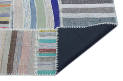 Teselya 22540 Beige Striped Wool Handmade Area Rug 5'3" x 7'7"