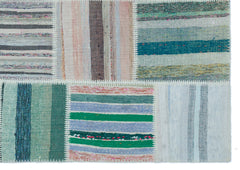 Teselya 22540 Beige Striped Wool Handmade Area Rug 5'3" x 7'7"