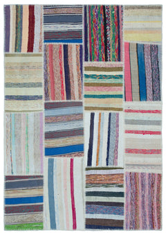 Teselya 22542 Multy Striped Wool Handmade Area Rug 5'3" x 7'5"