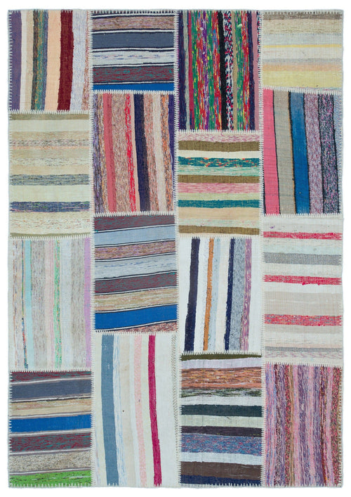 Teselya 22542 Multy Striped Wool Handmade Area Rug 5'3" x 7'5"