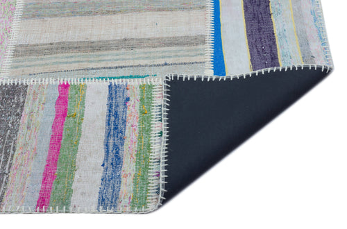 Teselya 22544 Patchwork Striped Wool Handmade Area Rug 5'3" x 7'4"