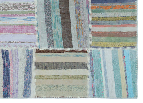 Teselya 22544 Patchwork Striped Wool Handmade Area Rug 5'3" x 7'4"