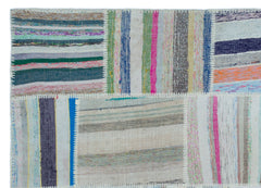 Teselya 22544 Patchwork Striped Wool Handmade Area Rug 5'3" x 7'4"