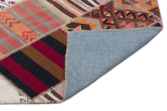 Teselya Beige Striped Wool Handmade Area Rug 2'6" x 10'5"