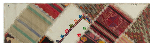 Teselya Beige Striped Wool Handmade Area Rug 2'8" x 9'8"