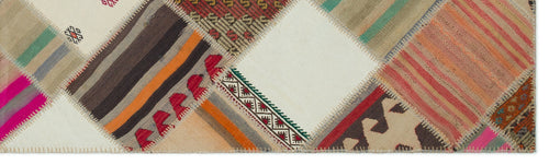 Teselya Beige Striped Wool Handmade Area Rug 2'9" x 9'7"