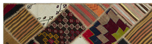 Teselya Beige Striped Wool Handmade Area Rug 2'9" x 10'0"