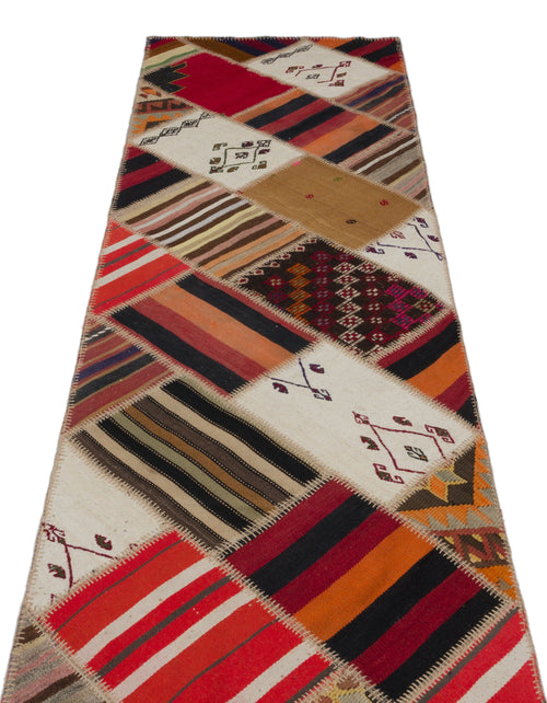 Teselya Beige Striped Wool Handmade Area Rug 2'8" x 10'6"