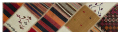 Teselya Beige Striped Wool Handmade Area Rug 2'8" x 10'6"