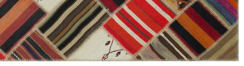 Teselya Beige Striped Wool Handmade Area Rug 2'8" x 10'6"