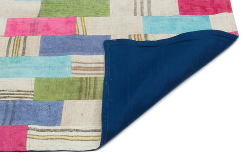 Teselya Beige Patchwork Wool Handmade Area Rug 2'8" x 4'11"