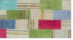 Teselya Beige Patchwork Wool Handmade Area Rug 2'8" x 4'11"