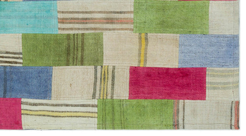 Teselya Beige Patchwork Wool Handmade Area Rug 2'8" x 4'11"