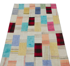 Teselya Beige Patchwork Wool Handmade Area Rug 2'9" x 5'1"