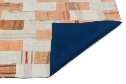 Teselya Orange Patchwork Wool Handmade Area Rug 2'8" x 4'11"