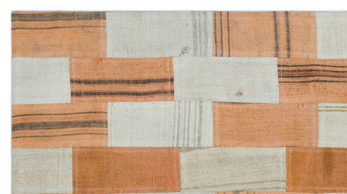 Teselya Orange Patchwork Wool Handmade Area Rug 2'8" x 4'11"