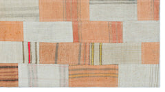 Teselya Orange Patchwork Wool Handmade Area Rug 2'8" x 4'11"