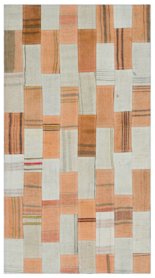 Teselya Orange Patchwork Wool Handmade Area Rug 2'8" x 4'11"