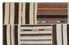 Teselya 2259 Patchwork Striped Wool Handmade Area Rug 5'3" x 7'7"