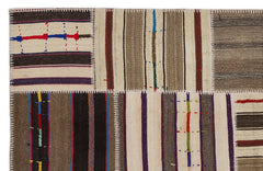 Teselya 2260 Brown Striped Wool Handmade Area Rug 5'3" x 7'7"