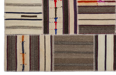 Teselya 2260 Brown Striped Wool Handmade Area Rug 5'3" x 7'7"