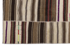 Teselya 2261 Patchwork Striped Wool Handmade Area Rug 5'3" x 7'7"