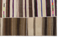 Teselya 2261 Patchwork Striped Wool Handmade Area Rug 5'3" x 7'7"
